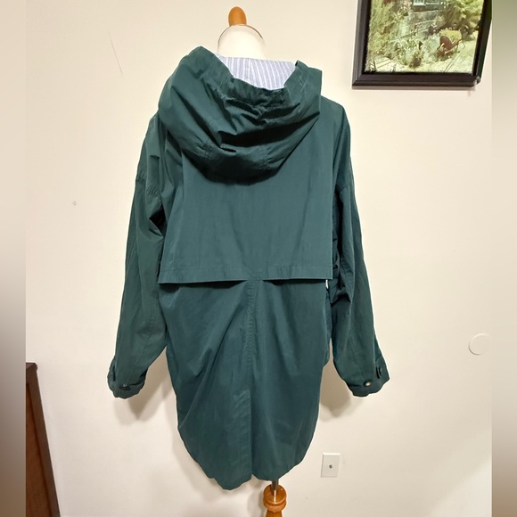 LL Bean Hooded Parka Rain Jacket Waterproof Green Lined Womens Vintage Size L - Picture 10 of 17